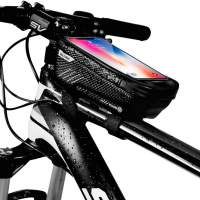 Frametas voor mobiele telefoon vooraan, waterdicht, bovenbuis van de fiets, met touchscreen, rood en zwart, waterdicht vizier, g