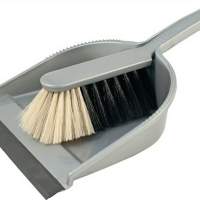 Sweeping set synthetic bristle hand brush/ku.Dustpan silver, 10 pieces