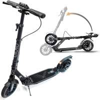 Scooter adults, kick scooter for children and teenagers, 200 mm PU 2 wheels, with handbrake disc and rear brake, 3 heights adjus
