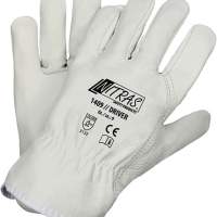 NITRAS driver work gloves, size 9 grey, full grain leather, 12 pairs