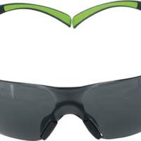 Schutzbrille Bügel schwarz grün, EN166 EN170, PC grau