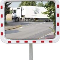 Traffic mirror H600xW800mm plastic, red/white, 22m