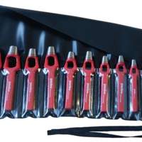 Handle punch set DIN 7200-A, 8 pieces, roll-up case