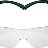Schutzbrille Bügel schwarz grün, PC klar, Indoor/Outdoor