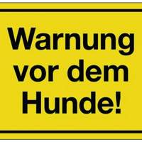 Schild Warnung vor dem Hunde B.250xH.150mm Kunststoff gelb/schwarz