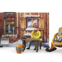 Brother bworld mountain hut with snowmobile