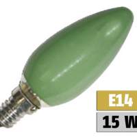 Candle lamp PHILOS B35 special lamp E14, 230V, 15W, shockproof, green